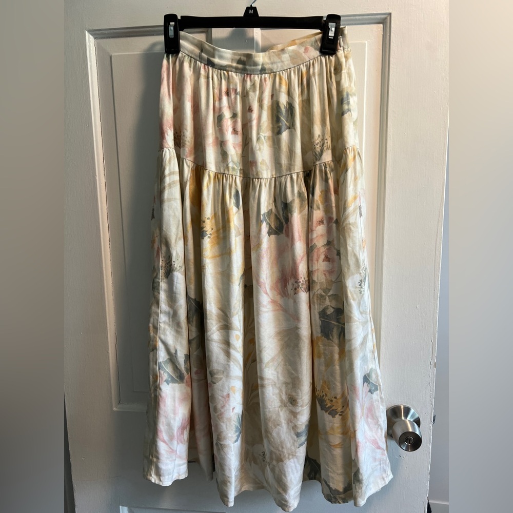 H&M Floral Linen Skirt